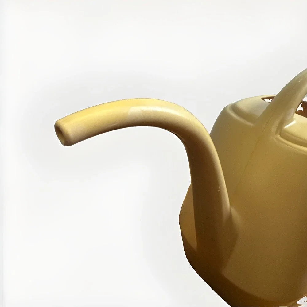 Vintage Golden Acres AW-21 Watering Can Beige Tan Long Spout Leaf Design Retro